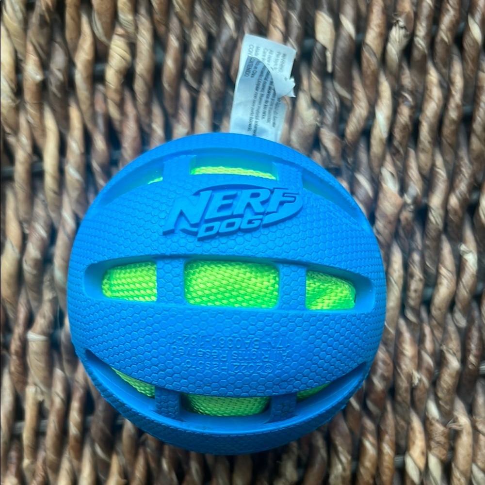 Nerf Dog Blue and Neon Green Crinkle Ball